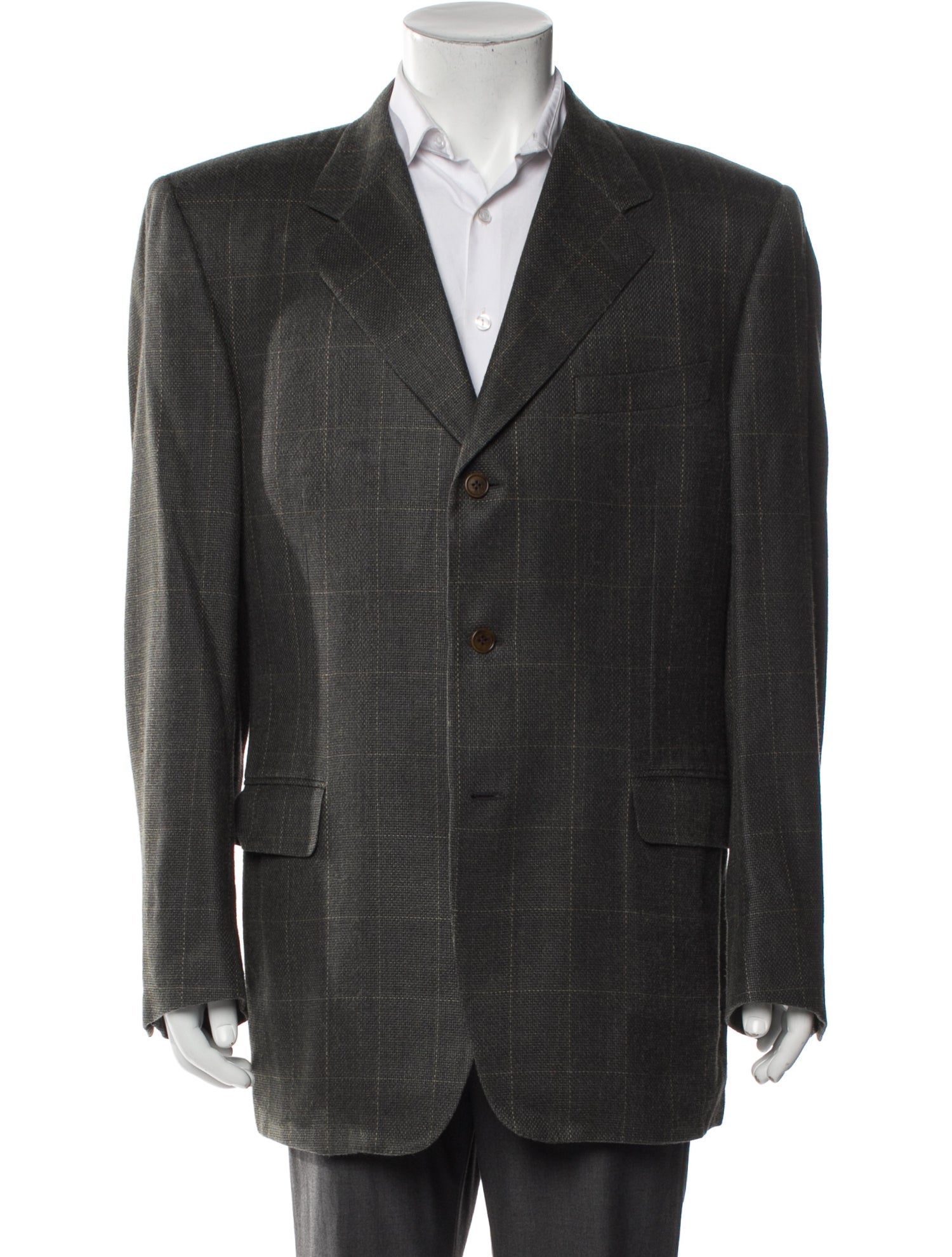 Canali Silk Plaid Print Overcoat