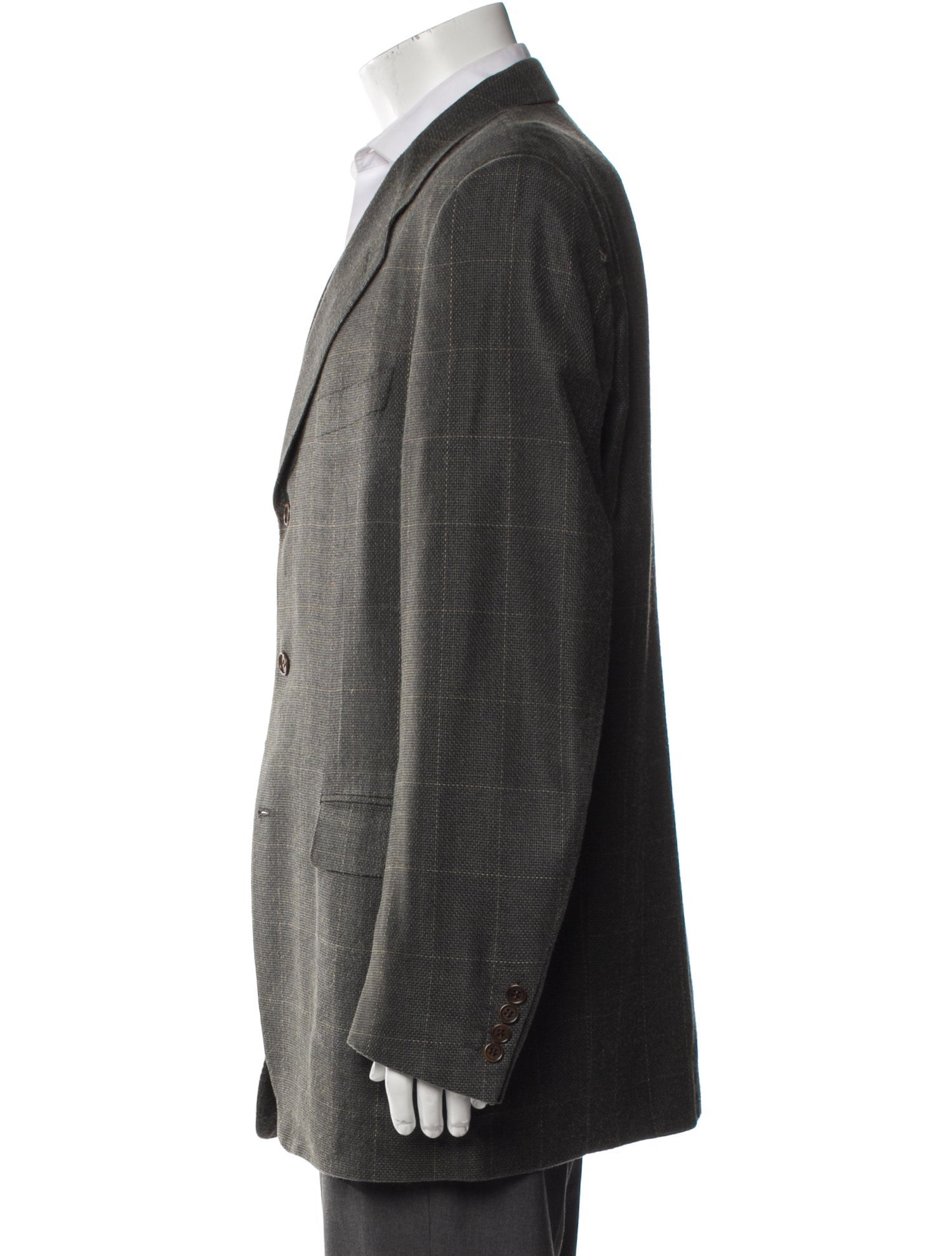 Canali Silk Plaid Print Overcoat