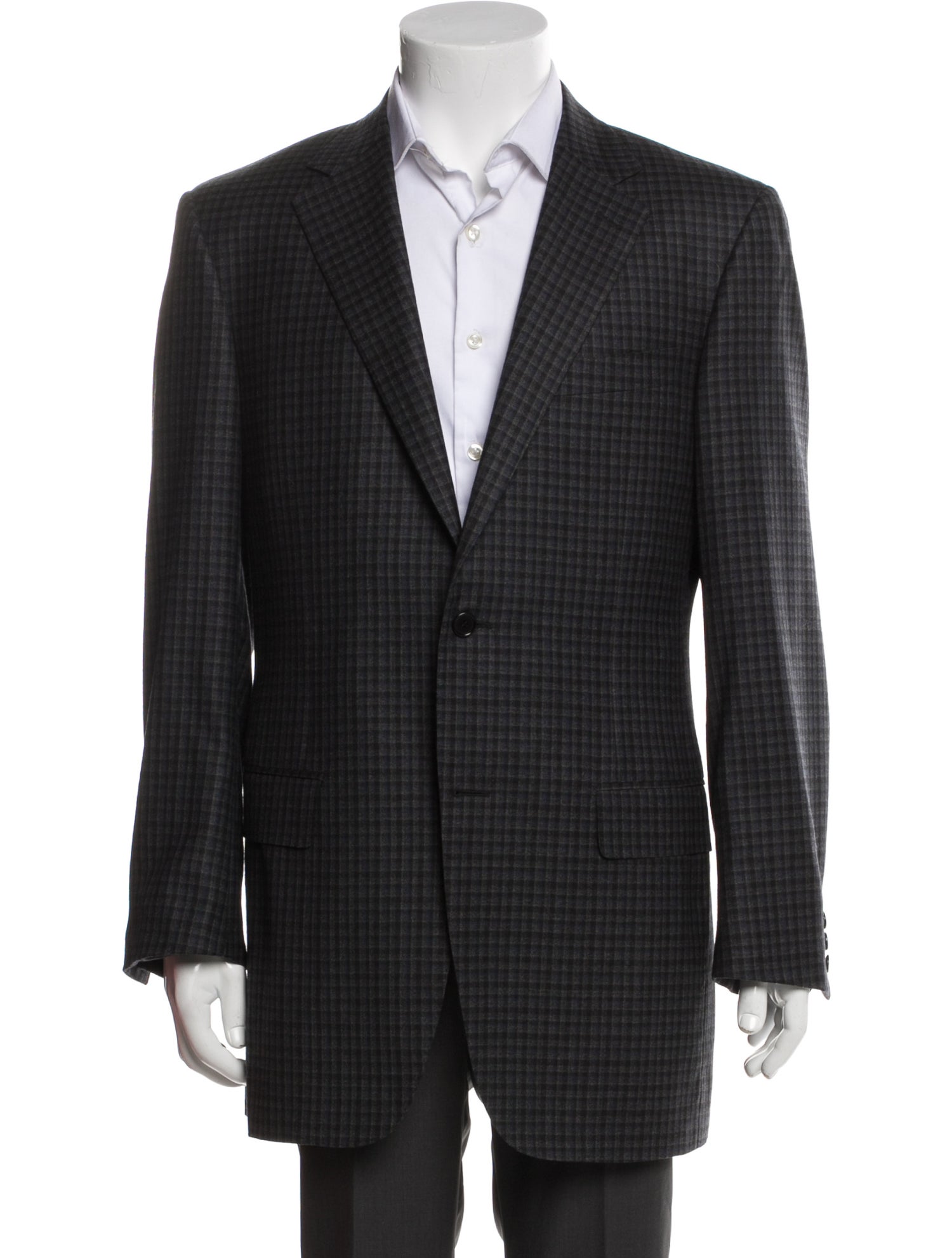Canali Wool Plaid Print Blazer