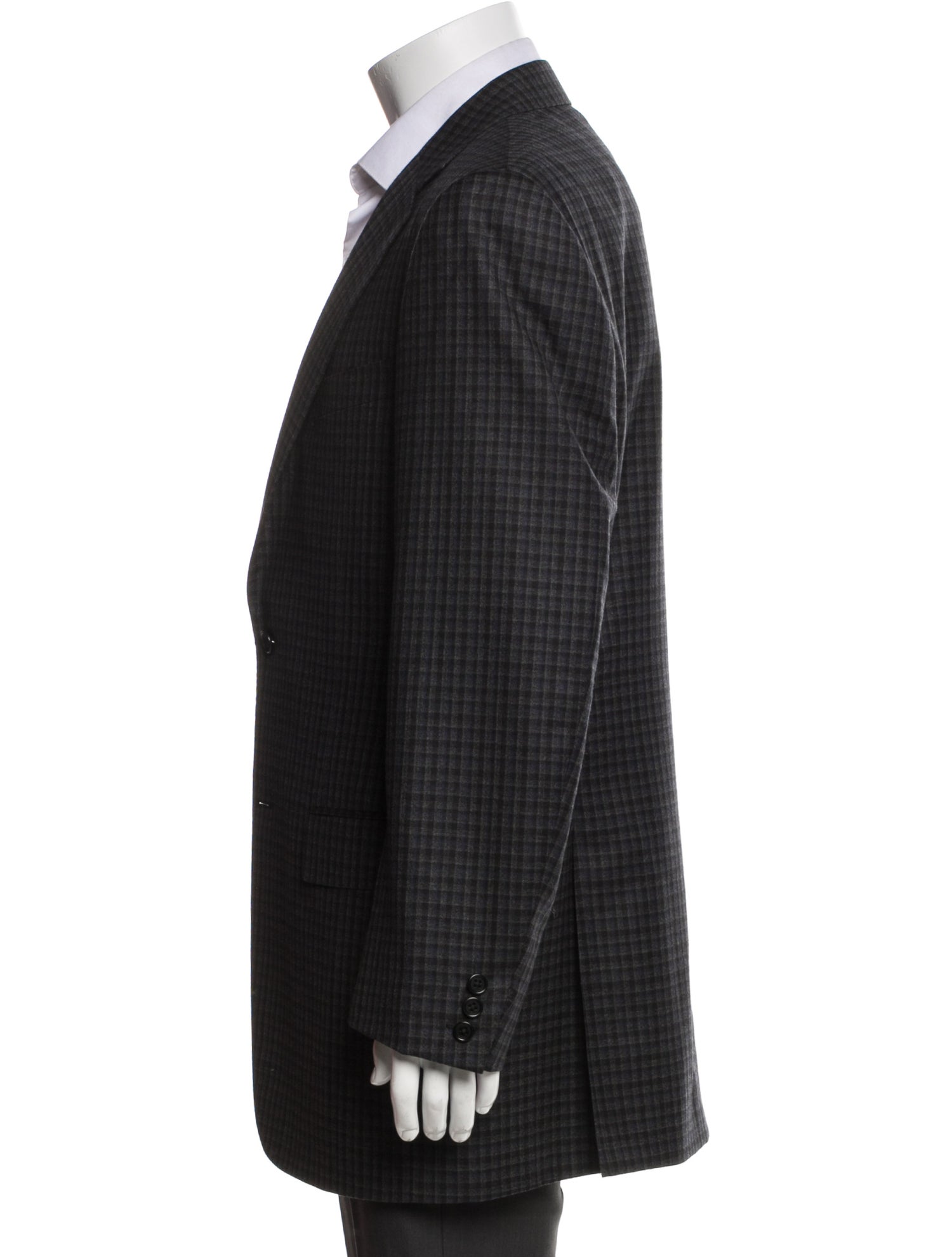 Canali Wool Plaid Print Blazer