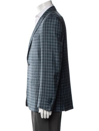 Canali Wool Plaid Print Blazer