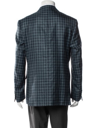 Canali Wool Plaid Print Blazer