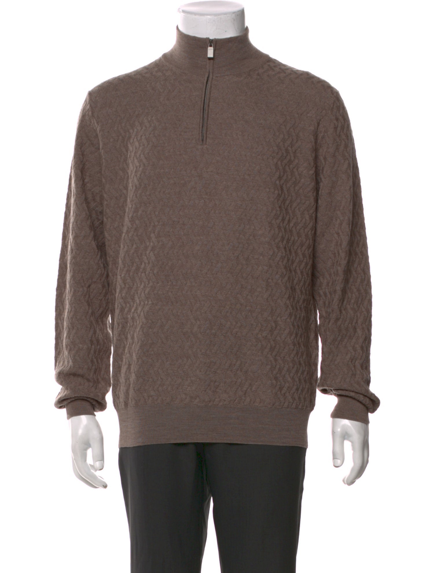 Canali Wool Mock Neck Polo Sweater