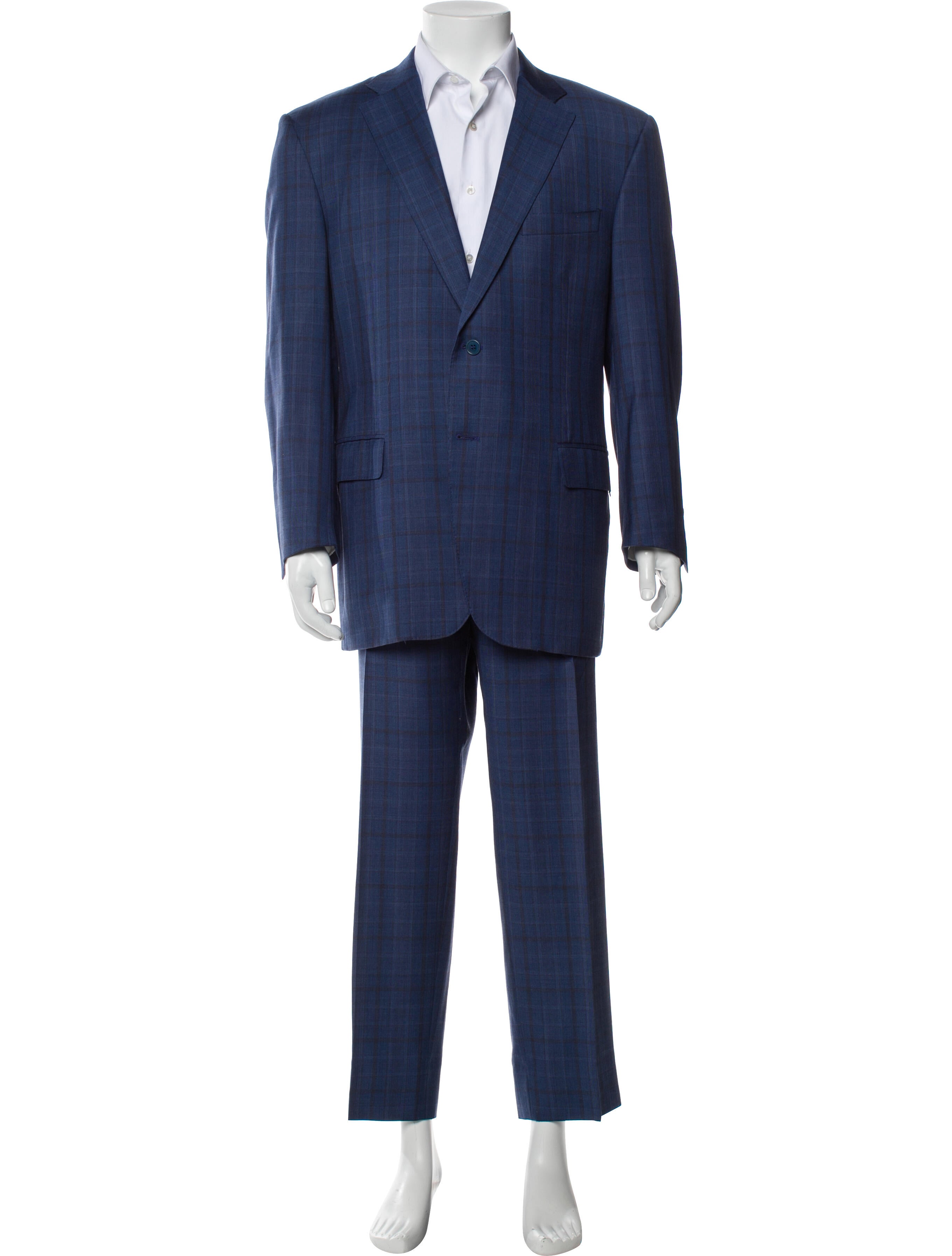 Canali Wool Plaid Print Two-Piece Suit