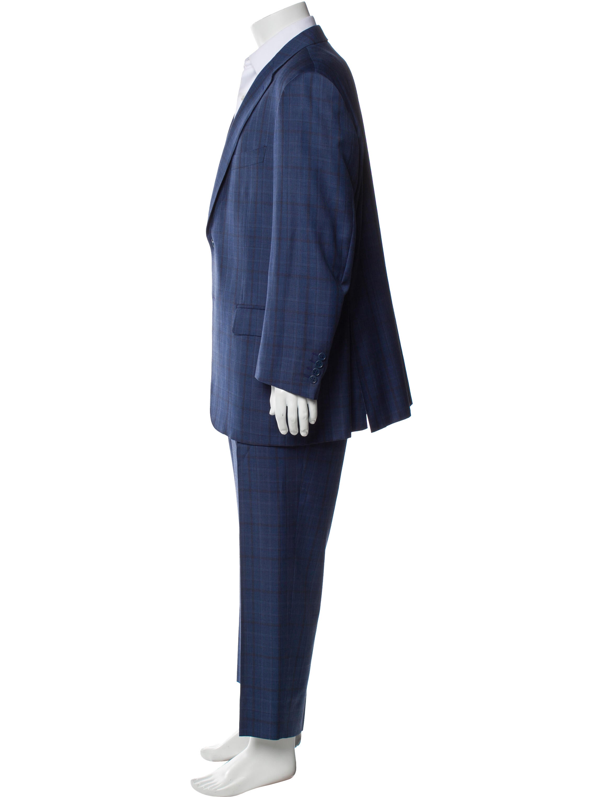 Canali Wool Plaid Print Two-Piece Suit