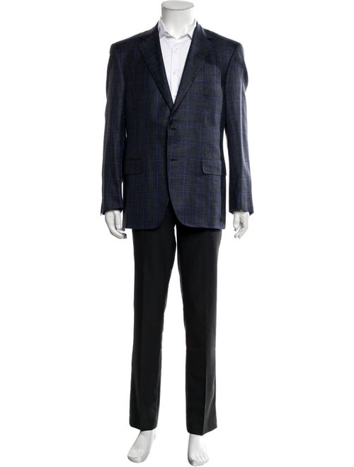 Canali Plaid Print Overcoat
