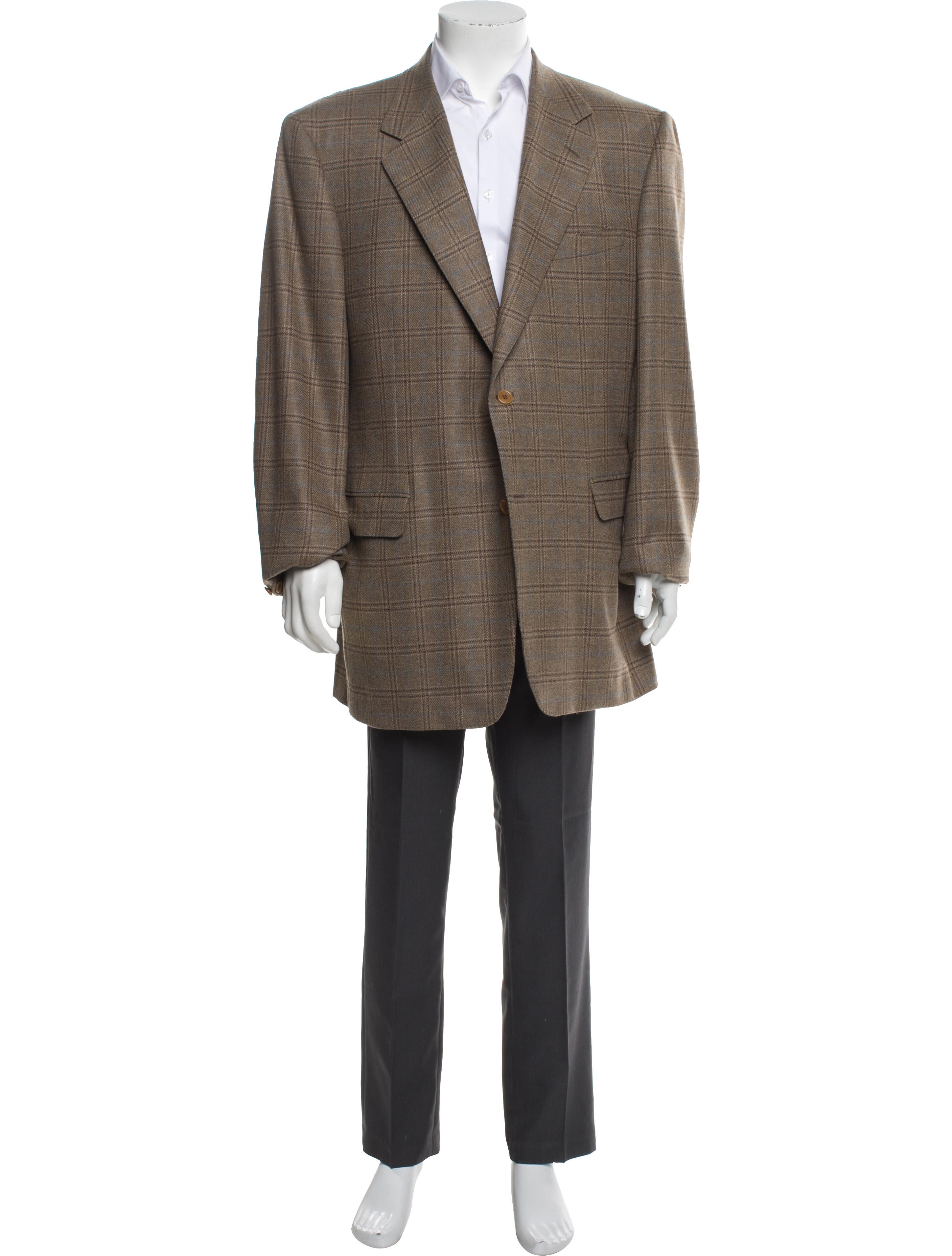 Canali Wool Plaid Print Blazer