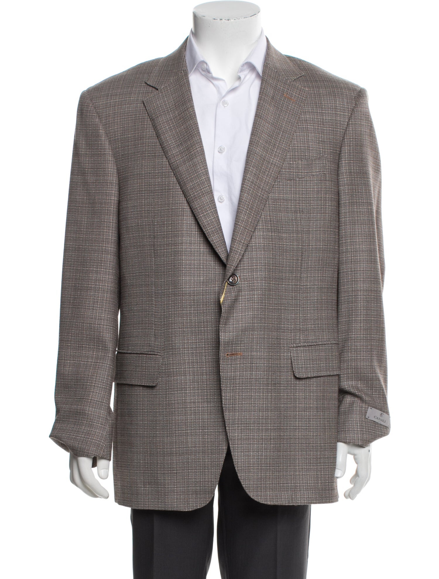 Canali Wool Plaid Print Blazer