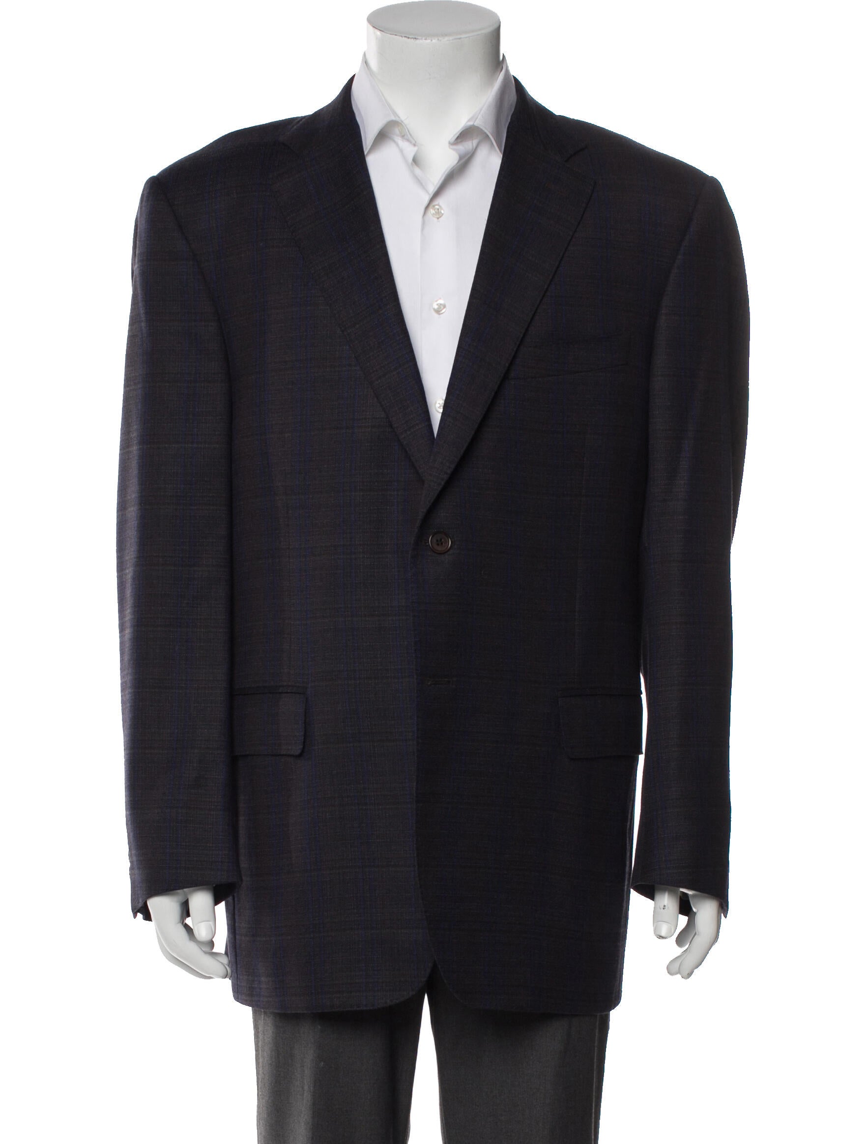 Canali Wool Plaid Print Overcoat