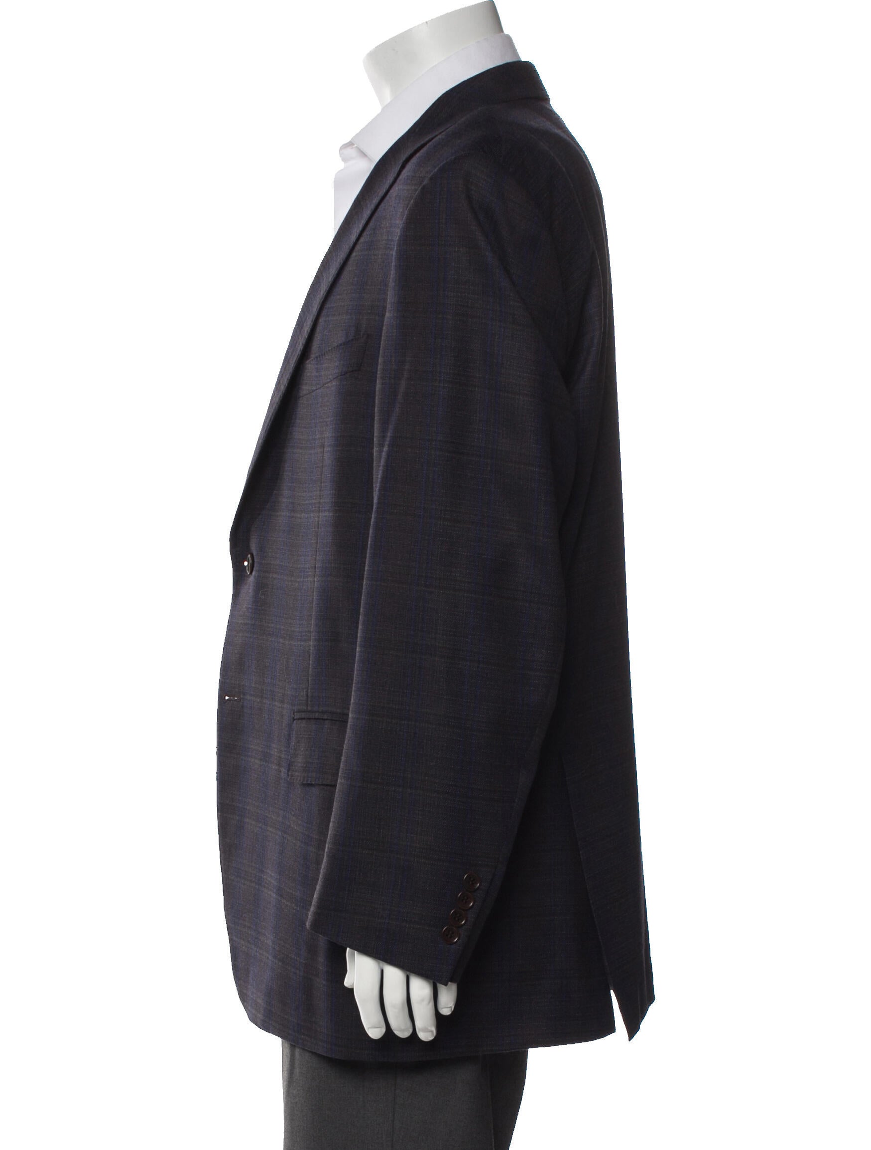 Canali Wool Plaid Print Overcoat
