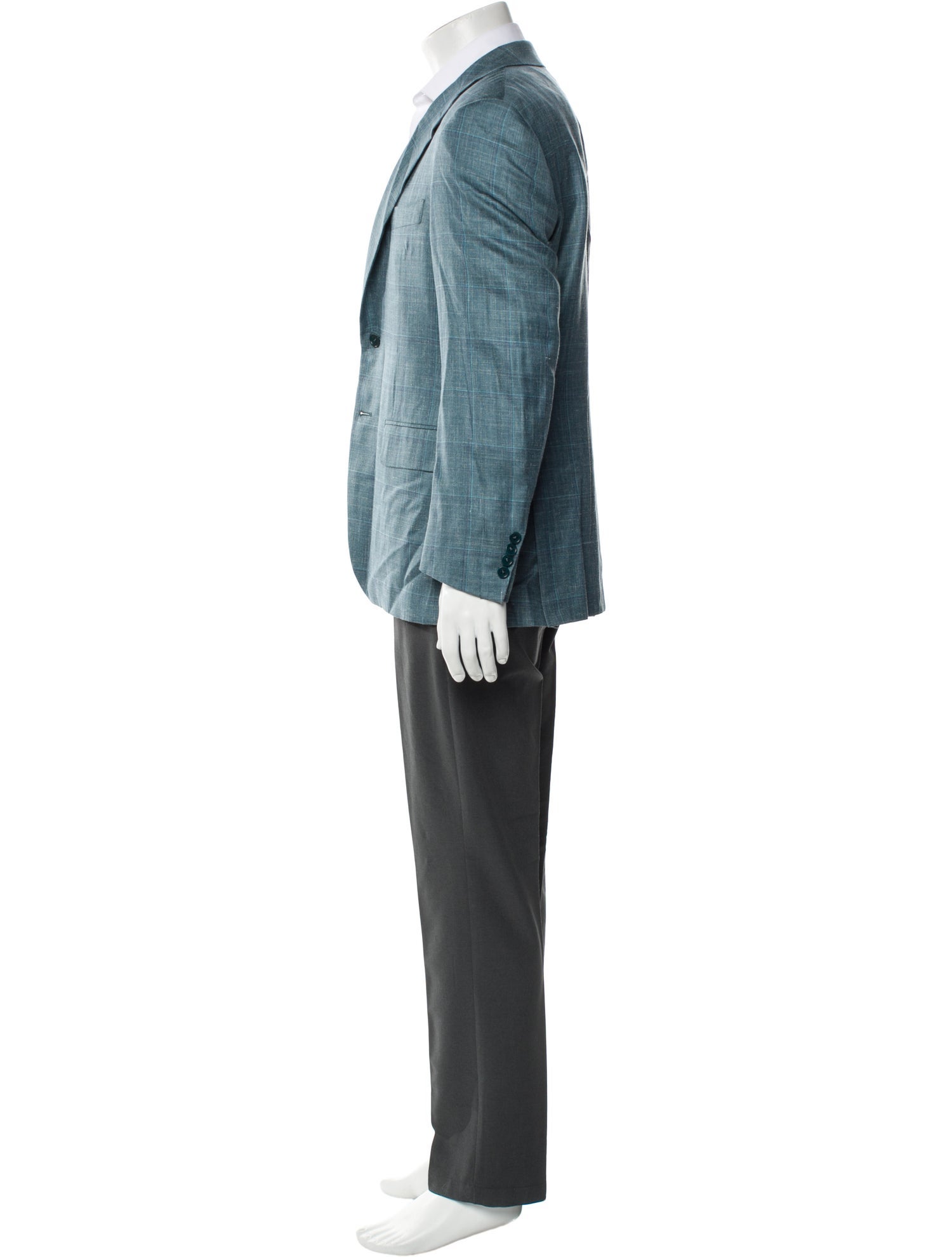 Canali Wool Plaid Print Blazer