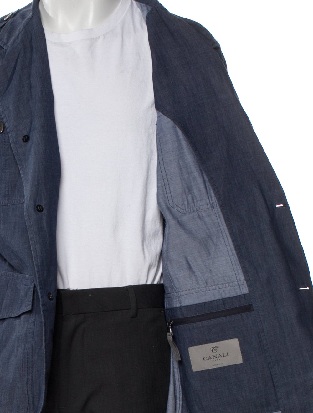 Canali Utility Jacket Blue Patch Pockets - image 4