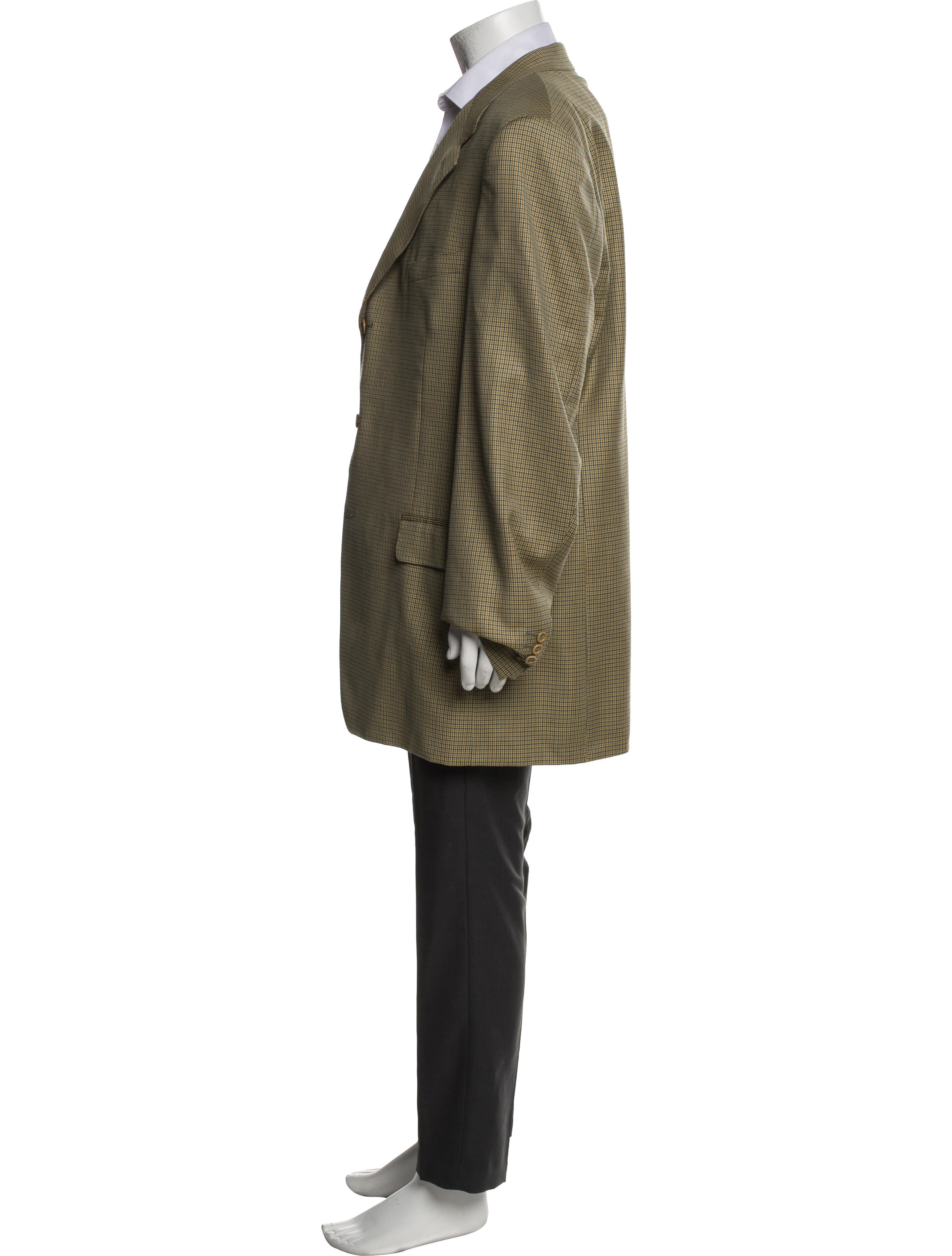 Canali Wool Plaid Print Blazer