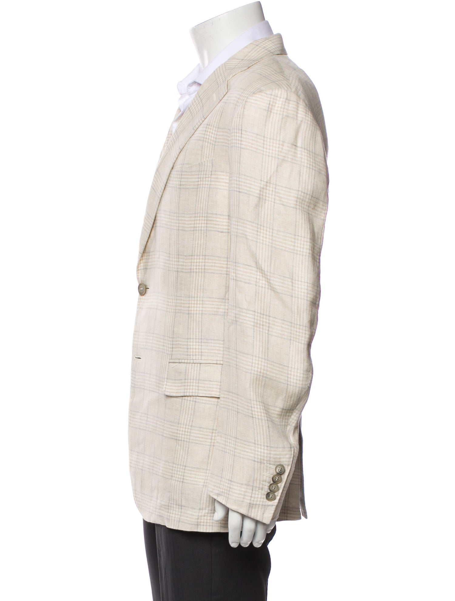 Canali Wool Plaid Print Peacoat