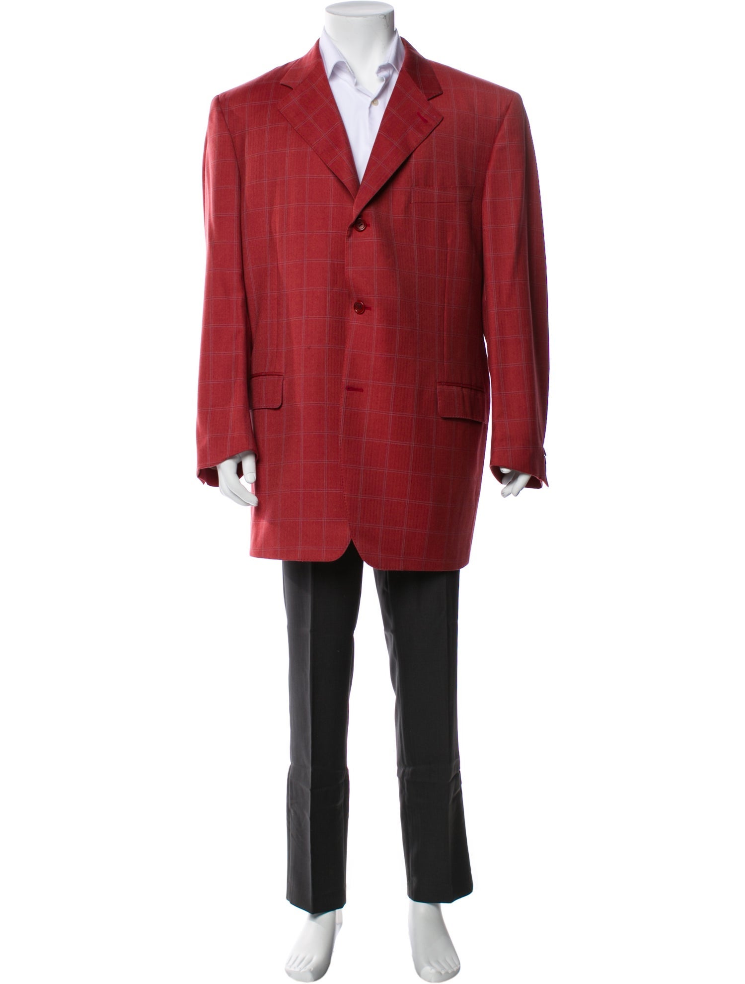 Canali Wool Plaid Print Overcoat
