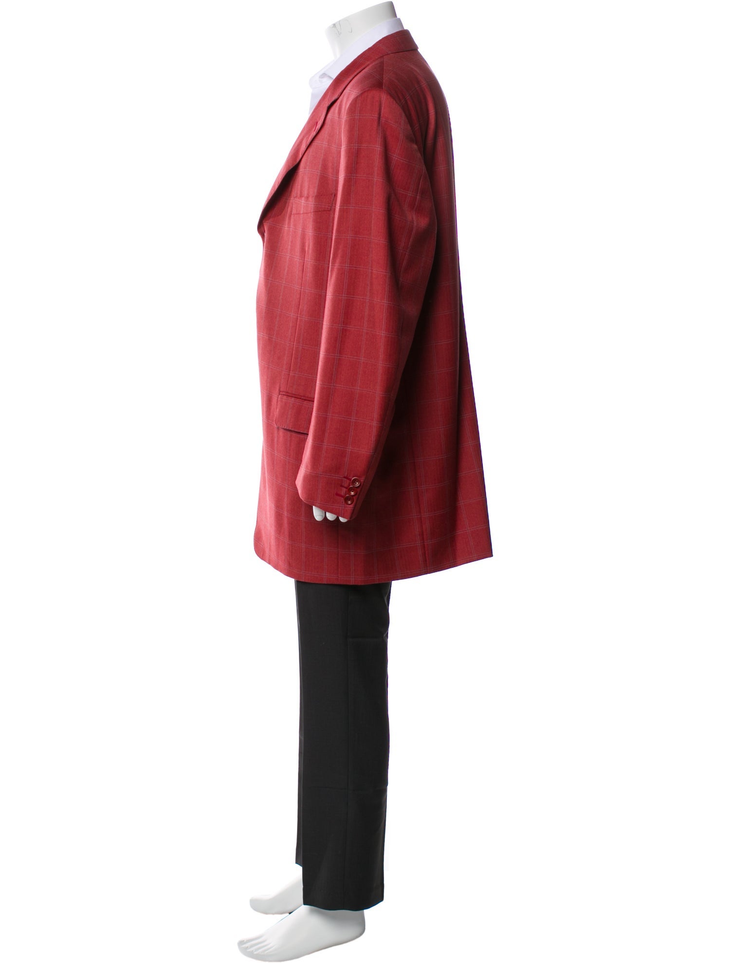 Canali Wool Plaid Print Overcoat