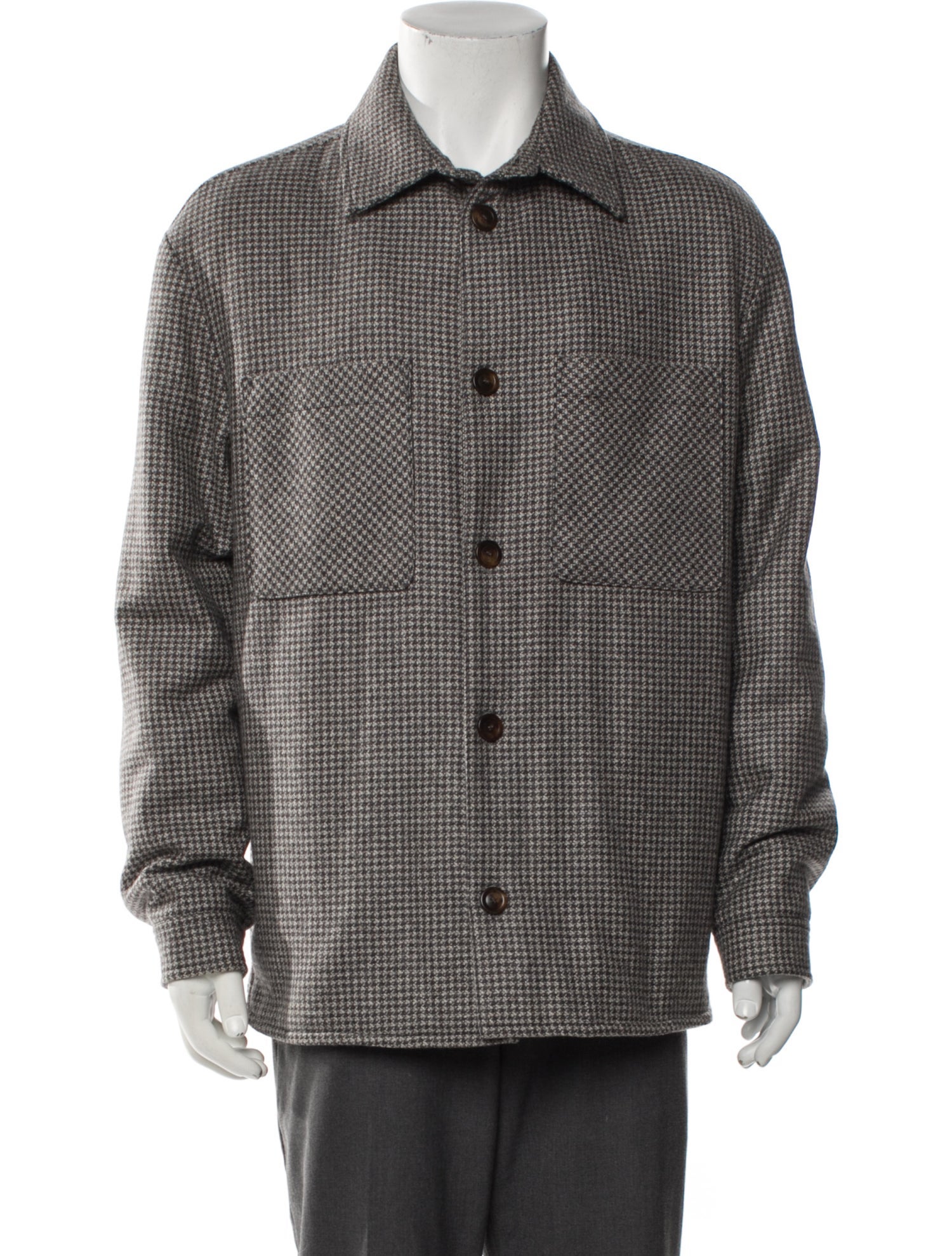 Canali Wool Houndstooth Print Jacket
