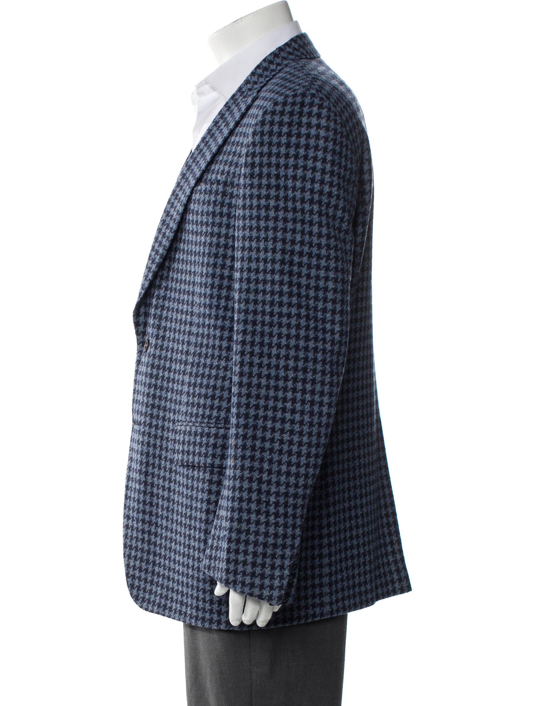 Canali Wool Houndstooth Print Blazer