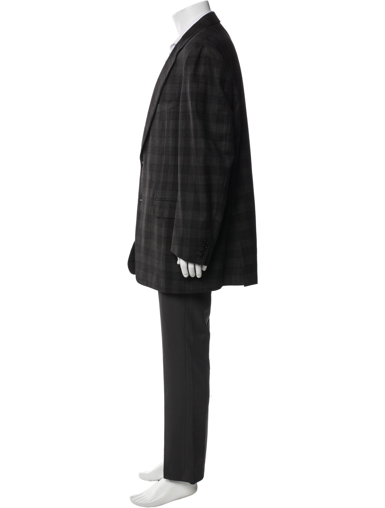 Canali Wool Plaid Print Overcoat