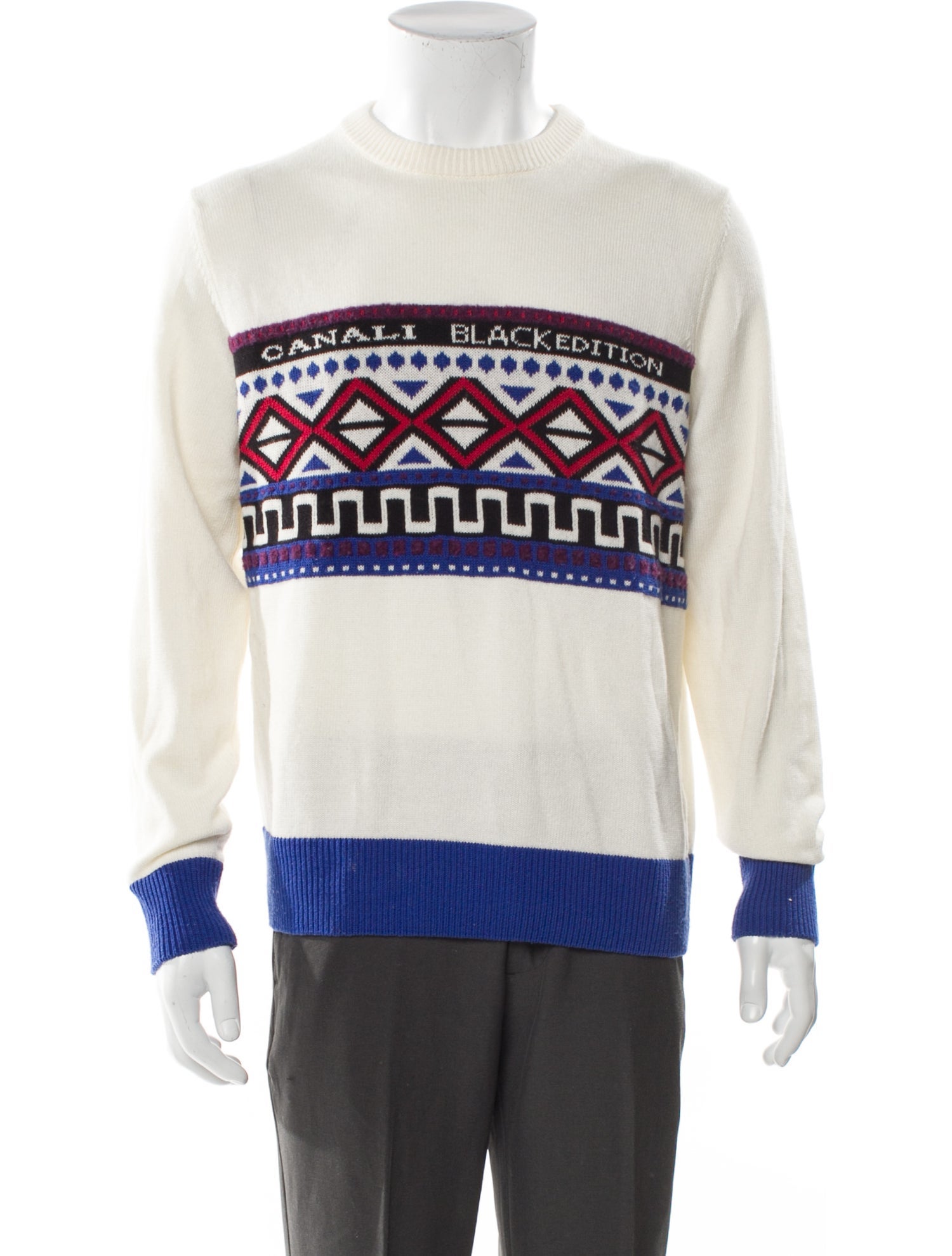 Canali Printed Crew Neck Pullover