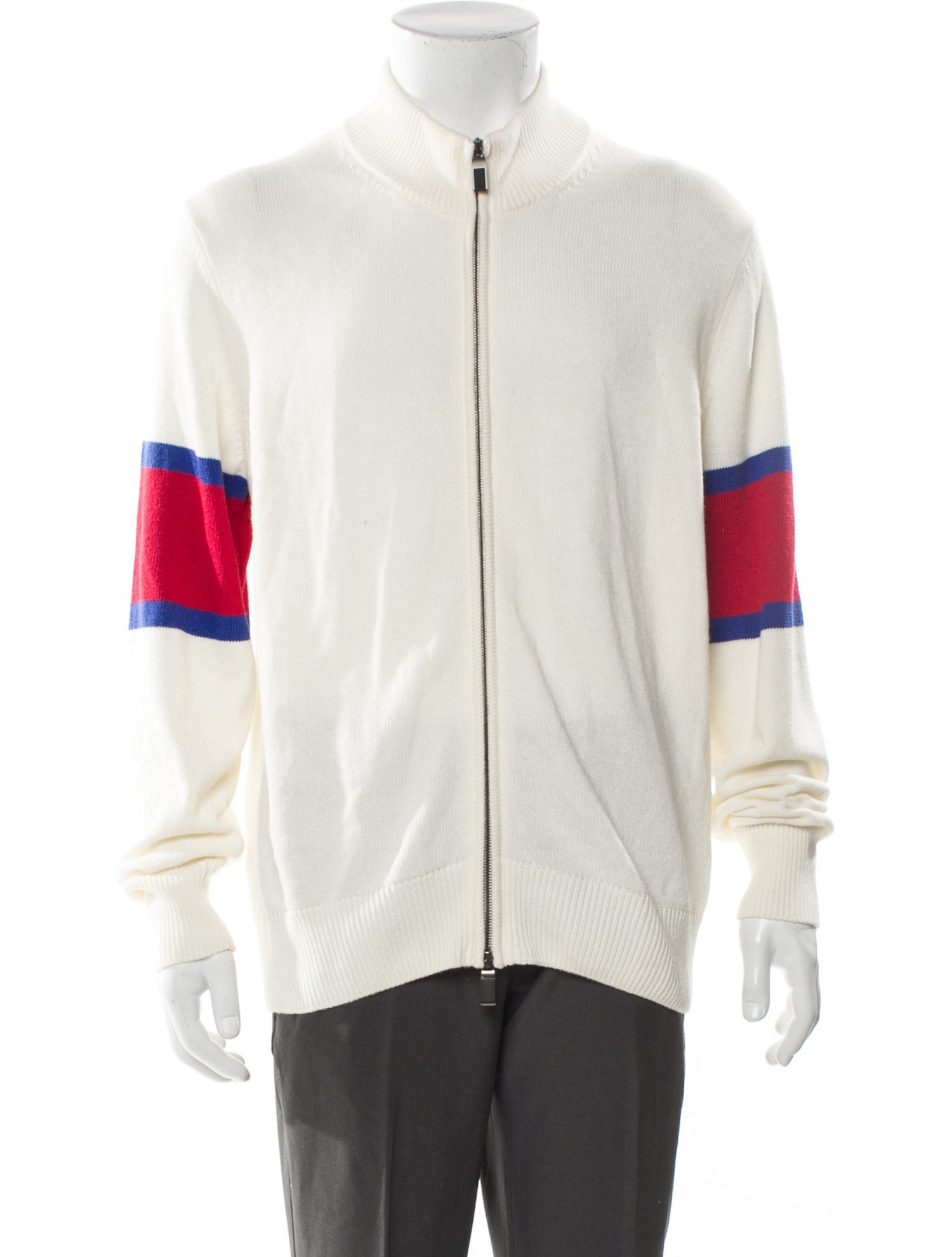 Canali Colorblock Pattern Mock Neck Cardigan