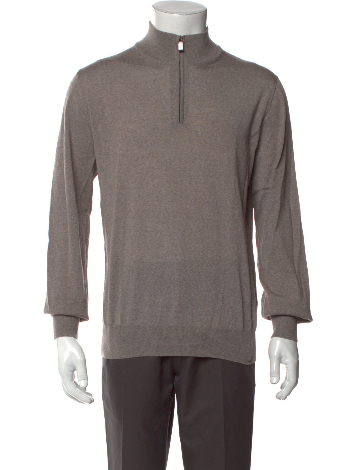 Canali Wool Mock Neck Polo Sweater