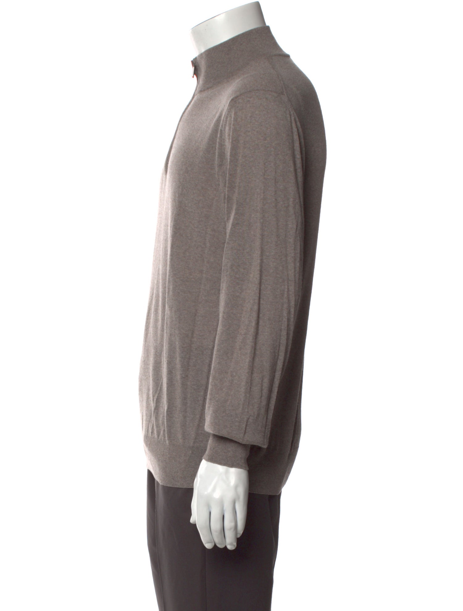 Canali Wool Mock Neck Polo Sweater