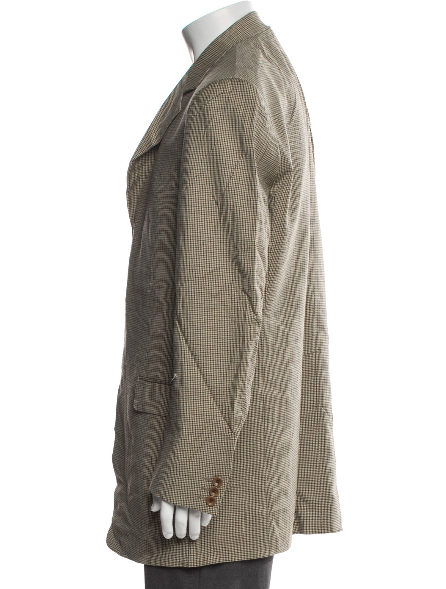 Canali Wool Plaid Print Coat