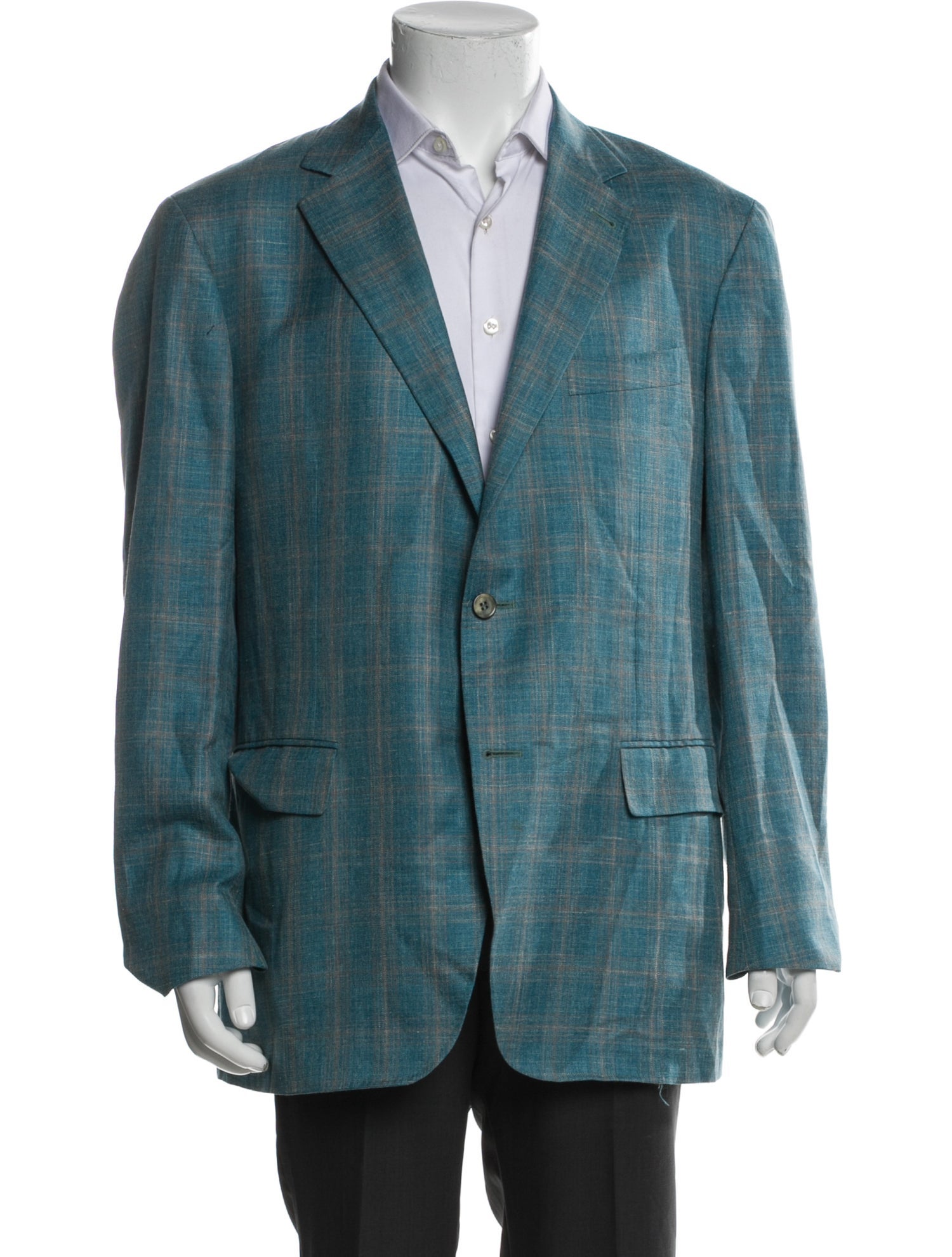 Canali Wool Plaid Print Blazer
