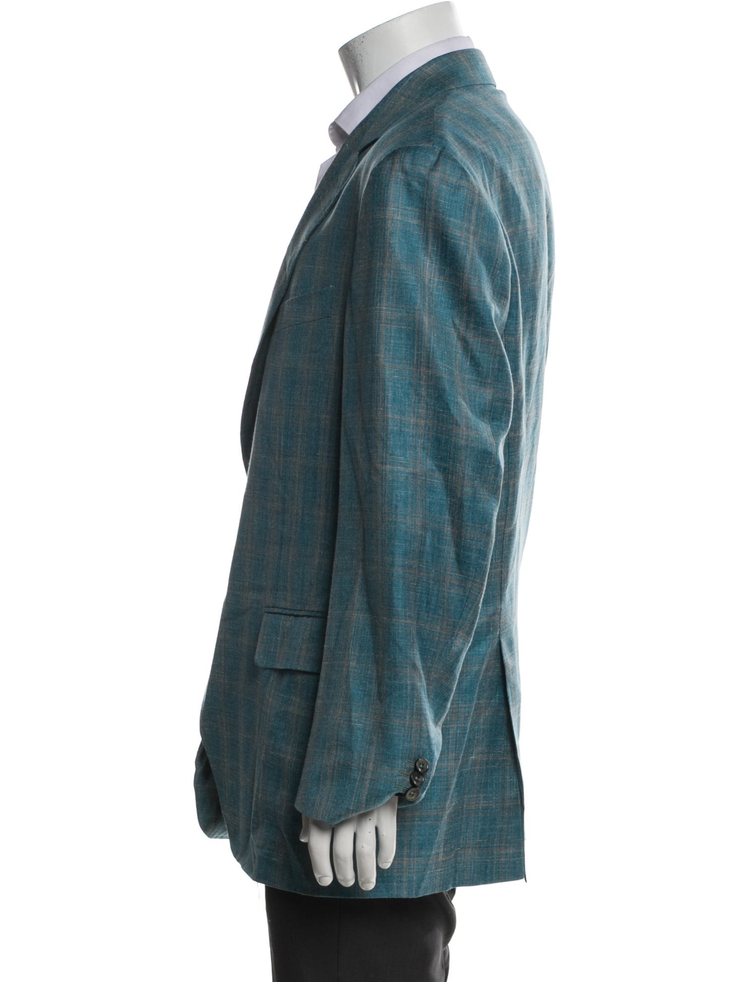 Canali Wool Plaid Print Blazer