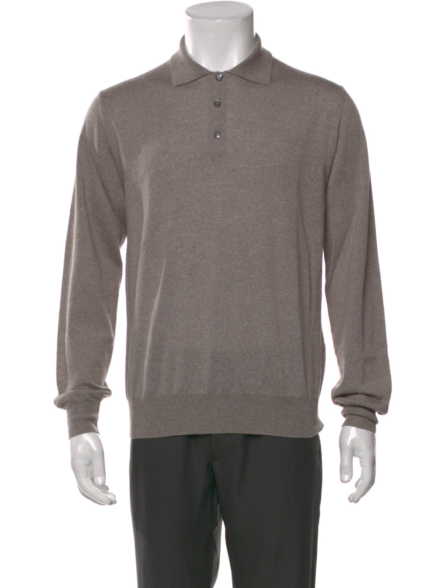 Canali Wool Collar Polo Sweater