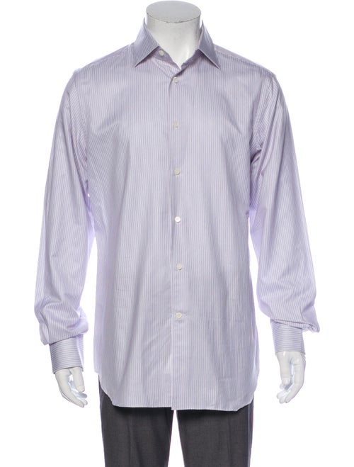 Corneliani Striped Long Sleeve Dress Shirt White