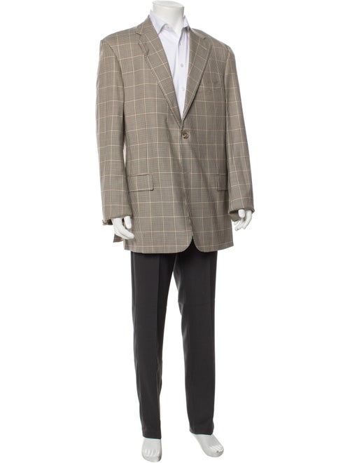 Corneliani Virgin Wool Plaid Print Sport Coat