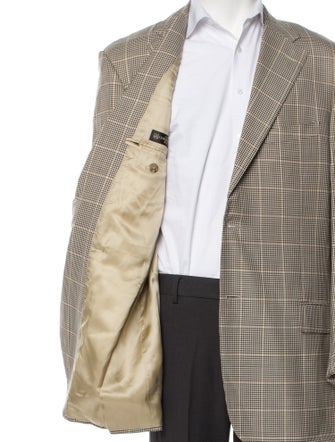 Corneliani Virgin Wool Plaid Print Sport Coat
