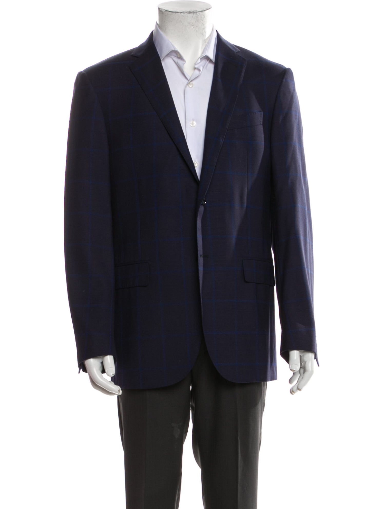 Corneliani Virgin Wool Plaid Print Blazer