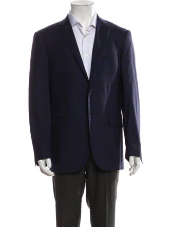 Corneliani Virgin Wool Plaid Print Blazer