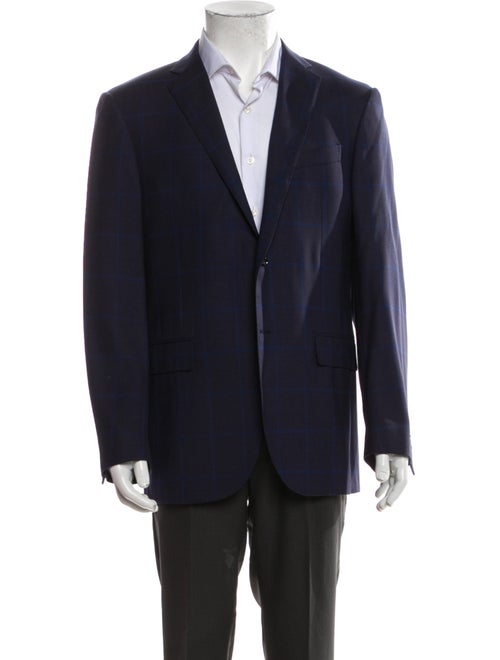 Corneliani Virgin Wool Plaid Print Blazer