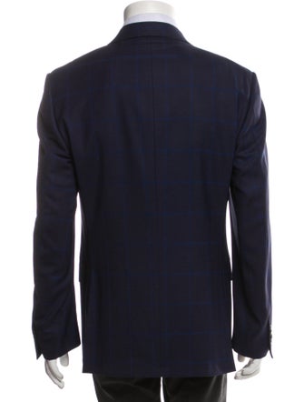 Corneliani Virgin Wool Plaid Print Blazer