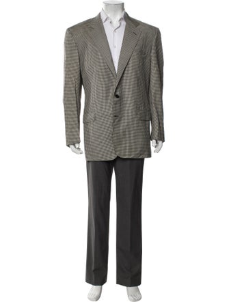 Corneliani Virgin Wool Houndstooth Print Overcoat
