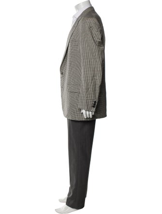 Corneliani Virgin Wool Houndstooth Print Overcoat