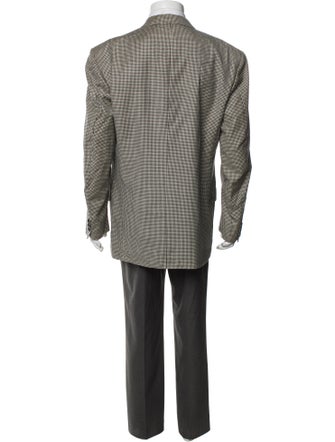 Corneliani Virgin Wool Houndstooth Print Overcoat