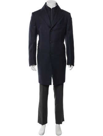 Corneliani Virgin Wool Plaid Print Overcoat