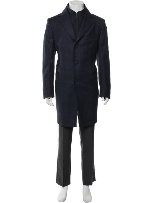 Corneliani Virgin Wool Plaid Print Overcoat