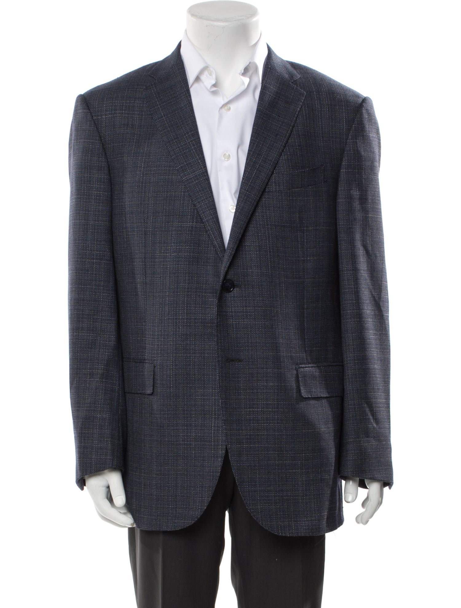 Corneliani Virgin Wool Tweed Pattern Peacoat