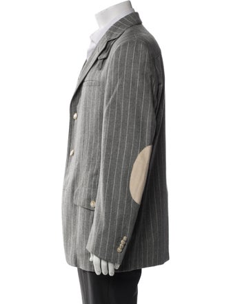 Corneliani Virgin Wool Striped Peacoat