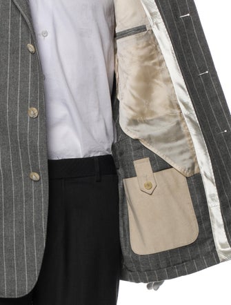 Corneliani Virgin Wool Striped Peacoat