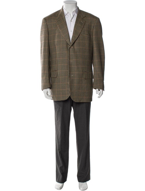 Corneliani Cashmere Houndstooth Print Overcoat