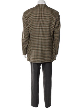 Corneliani Cashmere Houndstooth Print Overcoat