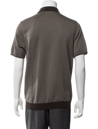 Corneliani Printed Mock Neck Polo Sweater