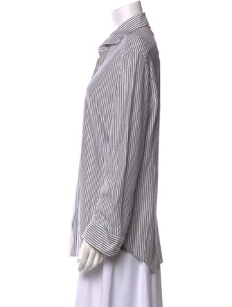 Corneliani Striped Long Sleeve Button-Up Top